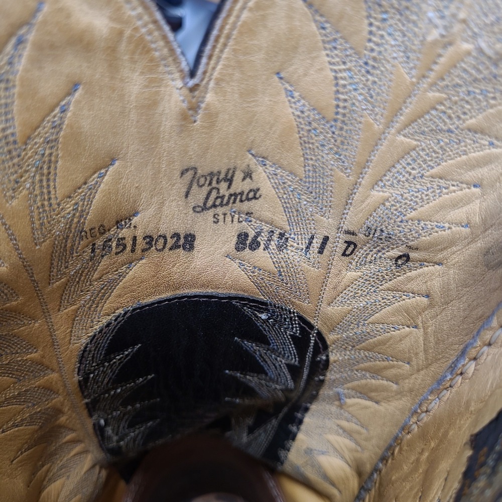 Vintage Tony Lama Cowboy Boots Gold Label Exotic Hide 8614 Black Men's11 D - Picture 13 of 15
